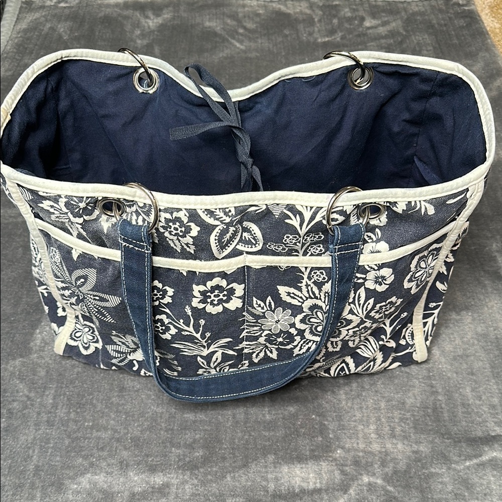 Floral Blue and White Tote Bag Preloved GUC